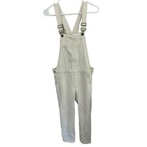 Topshop Moto White Denim Crop Jeans Overalls One Piece Retro